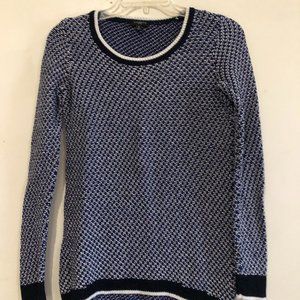 Talbots Petites Size P Tweed Navy Blue Cream Knit